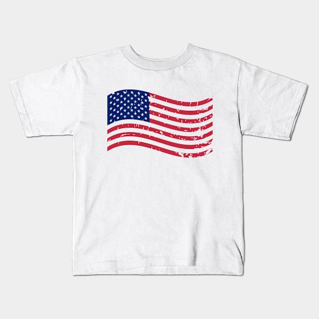 Cool Vintage Distressed USA American Flag Design Kids T-Shirt by ChattanoogaTshirt